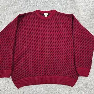 L.L. Bean Mens Red Birdseye Wool Sweater‎ Size XXL Nordic Cabin Heritage Norway